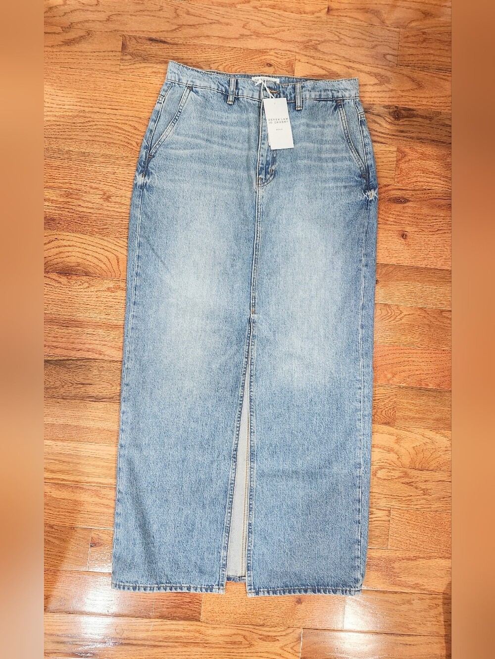 Derek Lam 10 Crosby Women’s Light Blue Denim Maxi Skirt with Front Slit